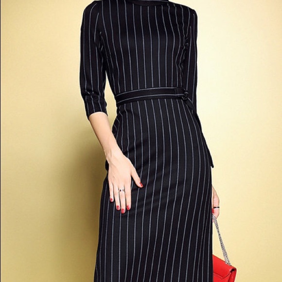 Ann Taylor Dresses & Skirts - 🎉HP🎉 Ann Taylor Black Striped Dress